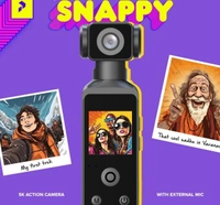 Snappy Vlogging and Sports Action Camera Records Upto 5k 30 fps with 6 Axis gyro EIS, External Mic with Deadcat Cover, WiFi, 270° Rotatable Lens, Water Proof Upto 30 Meters with case (Black)