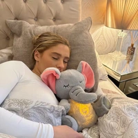 Breathing Stuffed Animal, Soothe Snuggle Elephant Plush, Sleeping Plush for Kids Toy Birthday Gift with Sensory Details Musical Lights and Rhythmic Breathing Sleep Companion