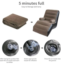 Inflatable Lazy Sofa Chair with Household air Pump, Foldable Lounge Chair with Armrests for Living Room, Bedroom, Office,Travel, Camping