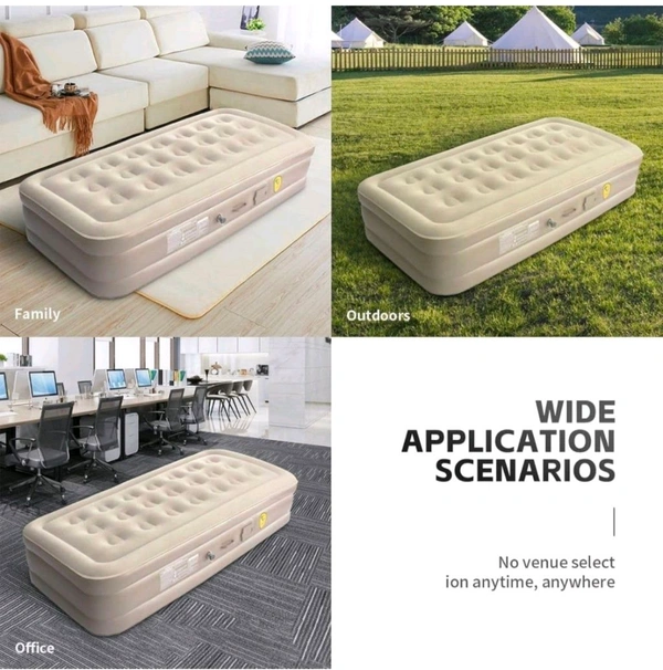 Inflatable Mattress with Built-in Pump Camping Air Mattress Quick Inflation Deflation Blow Up Mattresses Air Bed Portable Elevated Guest Bed for Home Outdoors Hiking Travel