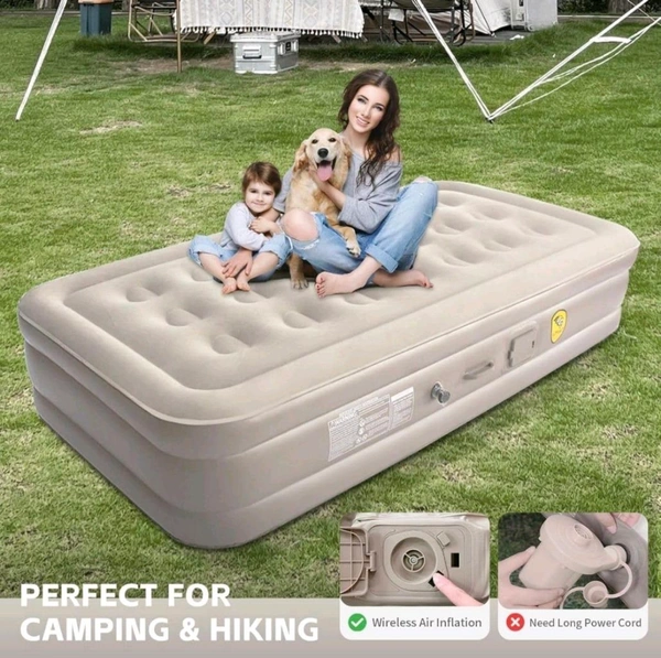 Inflatable Mattress with Built-in Pump Camping Air Mattress Quick Inflation Deflation Blow Up Mattresses Air Bed Portable Elevated Guest Bed for Home Outdoors Hiking Travel