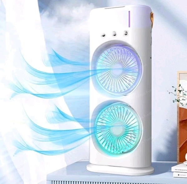 Mist Fan with Humidifier, Remote Control, Mini Cooler For Home With 3 Speed Mode, Oscillating Swing LED Independent Control Dual Fan, Mist Fan With Water Spray,