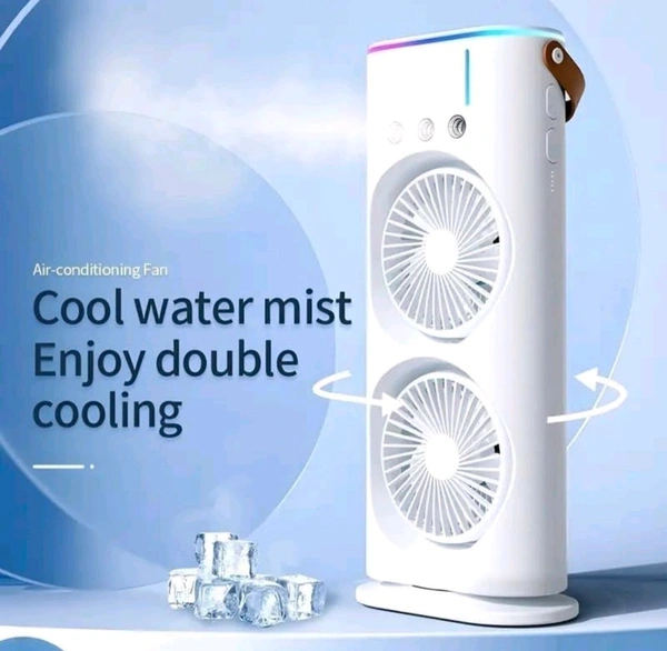 Mist Fan with Humidifier, Remote Control, Mini Cooler For Home With 3 Speed Mode, Oscillating Swing LED Independent Control Dual Fan, Mist Fan With Water Spray,