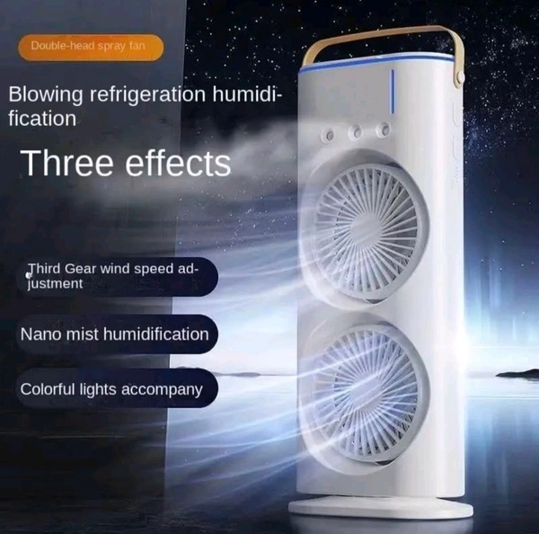 Mist Fan with Humidifier, Remote Control, Mini Cooler For Home With 3 Speed Mode, Oscillating Swing LED Independent Control Dual Fan, Mist Fan With Water Spray,