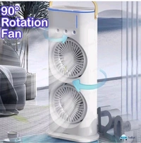 Mist Fan with Humidifier, Remote Control, Mini Cooler For Home With 3 Speed Mode, Oscillating Swing LED Independent Control Dual Fan, Mist Fan With Water Spray,