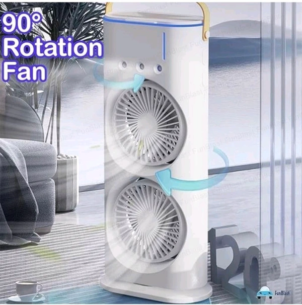 Mist Fan with Humidifier, Remote Control, Mini Cooler For Home With 3 Speed Mode, Oscillating Swing LED Independent Control Dual Fan, Mist Fan With Water Spray,