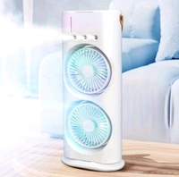 Mist Fan with Humidifier, Remote Control, Mini Cooler For Home With 3 Speed Mode, Oscillating Swing LED Independent Control Dual Fan, Mist Fan With Water Spray,