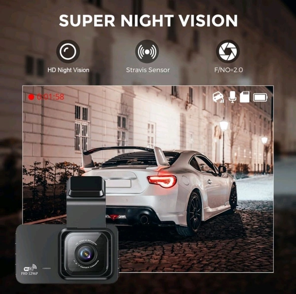 Car Dash Cam With Dual Lens Front Back 