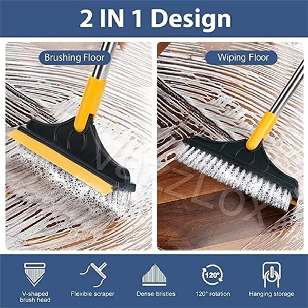 2 IN 1 ROTATABLE FLOOR CLEANING BRUSH WITH WIPER