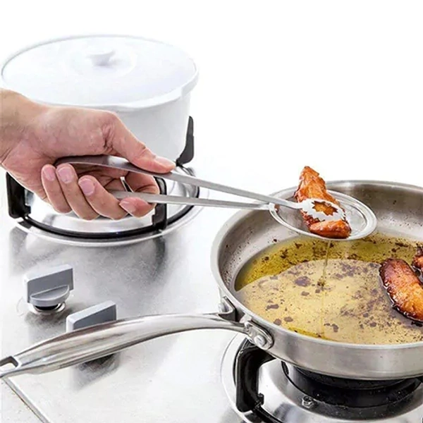 2 IN 1 STAINLESS STEEL FILTER SPOON WITH CLIP FOR OIL-FRYING AND MULTI-FUNCTIONAL