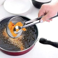 2 IN 1 STAINLESS STEEL FILTER SPOON WITH CLIP FOR OIL-FRYING AND MULTI-FUNCTIONAL