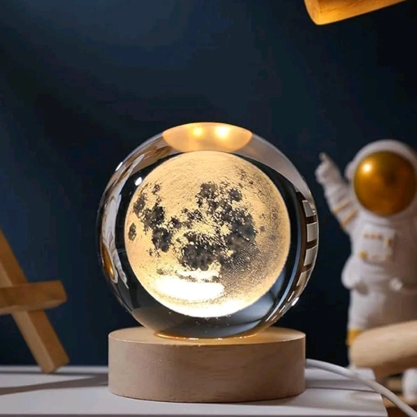 3D Crystal Ball Moon Effect Night Lamp And Best Gift