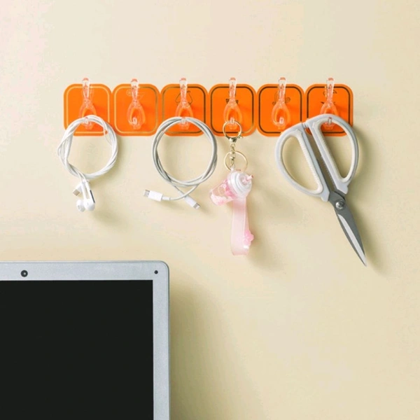 6 in 1 Adhesive Luruxy Colorful Tiles Hooks With Easy Splitting
