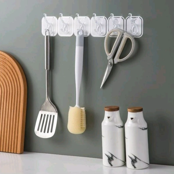 6 in 1 Adhesive Luruxy Colorful Tiles Hooks With Easy Splitting