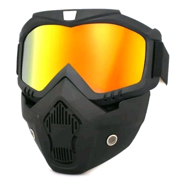 High Quality Protective Goggle With Mask For Comfort Ride With Windproof And Soft Foam Pads (Yellow)