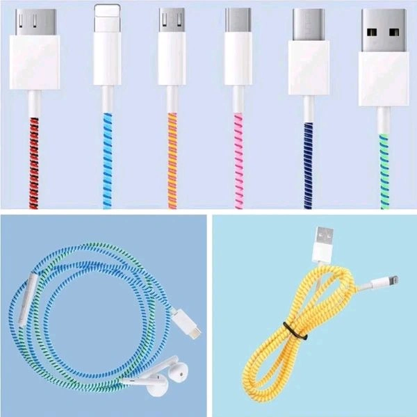 Long Colorful Mobile Earphone Charging And Data Cable Protecting Spring Cable