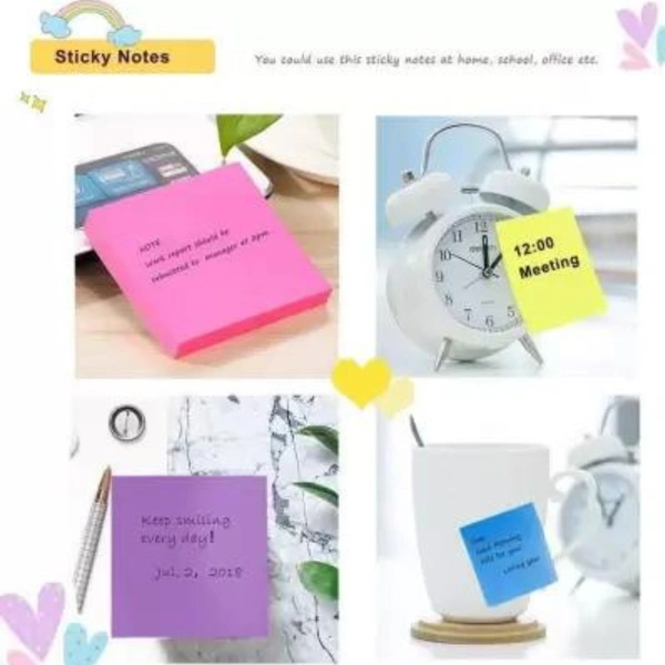 Cute 5 Colored Square Sticky Notes 3×3 Inches(100pages)