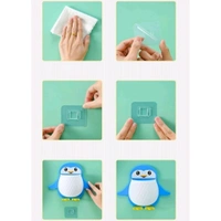 Cute Penguin Shaped Self Adhesive Tooth Brush, Kitchen Items Holder