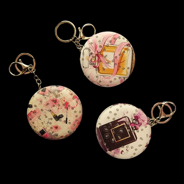 Girl's Favorite Pocket Friendly Cute Foldable Mirror With Keychain Attachment