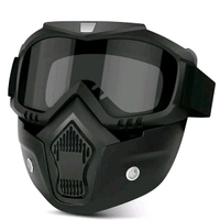 High Quality Protective Goggle With Mask For Comfort Ride With Windproof And Soft Foam Pads (BLACK)