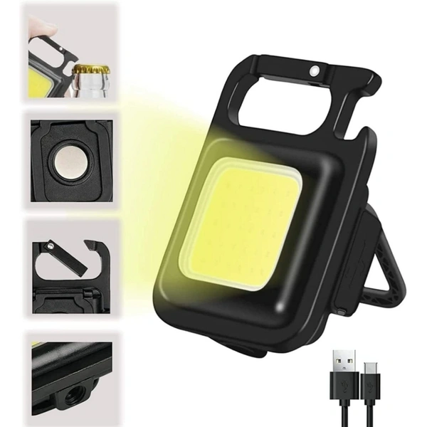 LED Rechargeable Keychain Light With Bottle Opener And Magnetic Base
