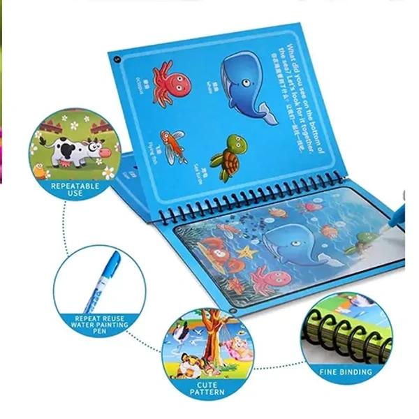 MAGIC WATER QUICK DRY COLOURING BOOK WITH MAGIC PEN FOR KIDS
