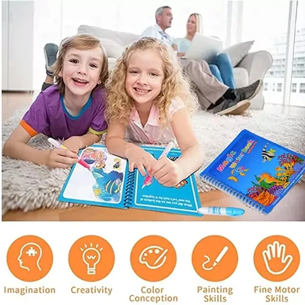 MAGIC WATER QUICK DRY COLOURING BOOK WITH MAGIC PEN FOR KIDS