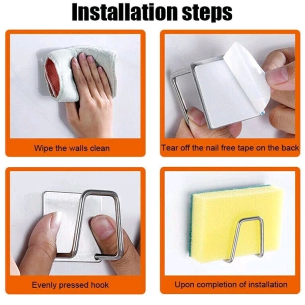 Multipurpose Adhesive Metal Sponge Holder Hook