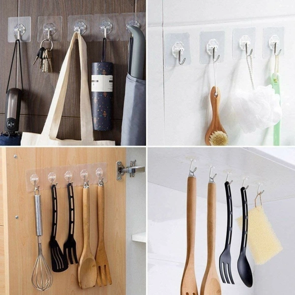 Pack Of 20 Adhesive Transparent Tiles Hooks