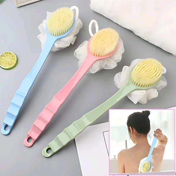 Premium 2 in 1 Long Handle Loofah With Soft Brush