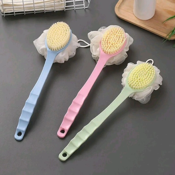 Premium 2 in 1 Long Handle Loofah With Soft Brush