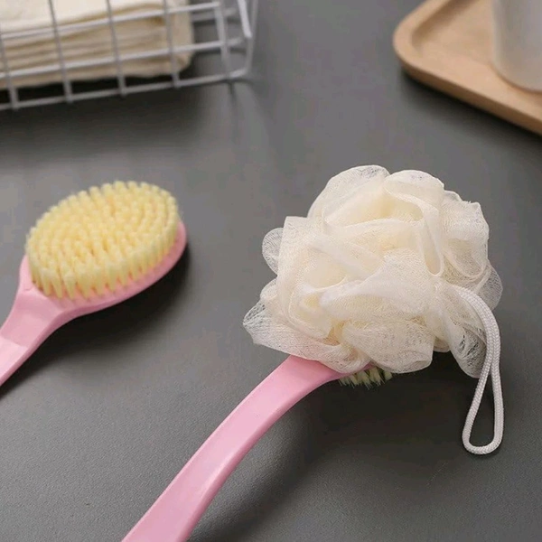 Premium 2 in 1 Long Handle Loofah With Soft Brush