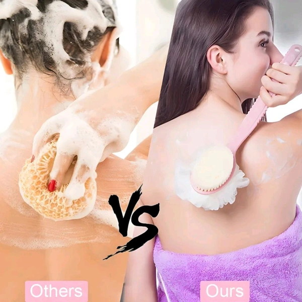 Premium 2 in 1 Long Handle Loofah With Soft Brush