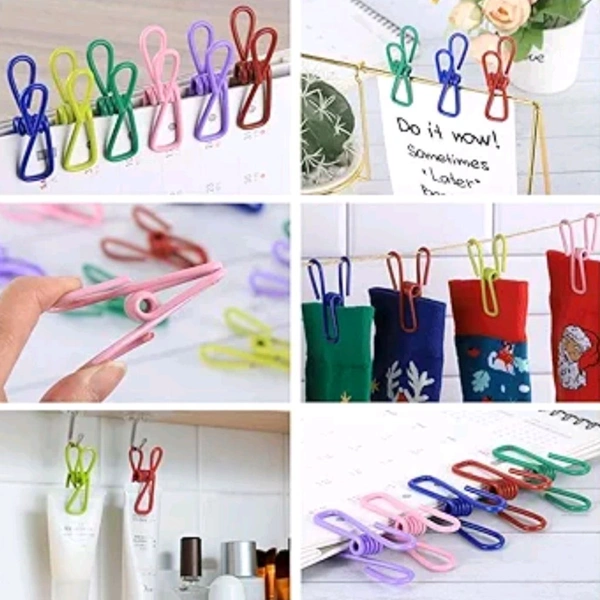 Premium High Quality Metal Clothesline Clips With Non Rustable Layer (Pack Of 10 )