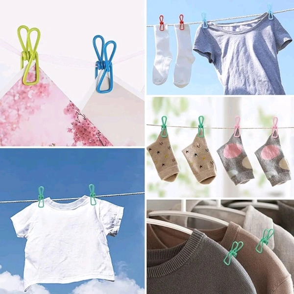 Premium High Quality Metal Clothesline Clips With Non Rustable Layer (Pack Of 10 )