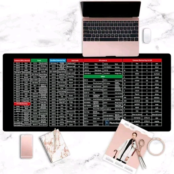 Premium Keyboard Shortcuts Antislip Mouse Desk Mat