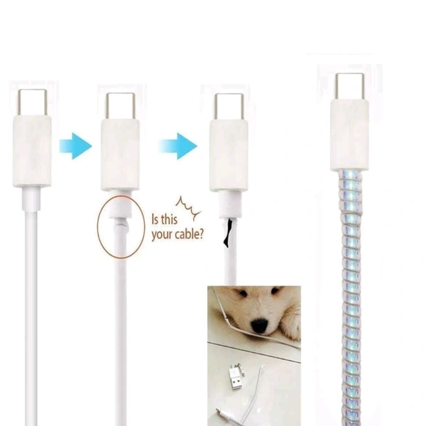 Premium Shining Mobile Earphone Charging And Data Cable Protecting Spring Cable (Shining Multicolor)