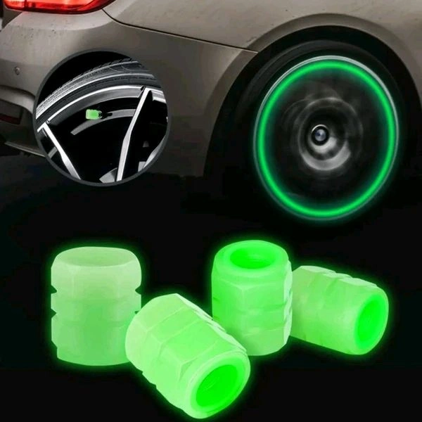 Reflective Radium Tyre Wheel Air Valve Caps (4pcs)