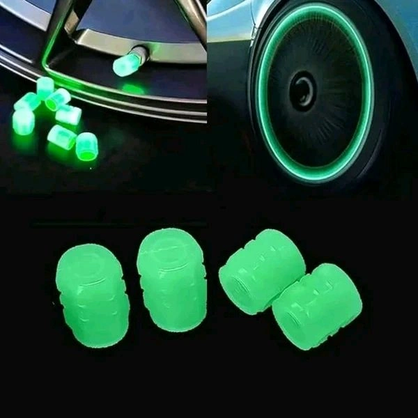 Reflective Radium Tyre Wheel Air Valve Caps (4pcs)