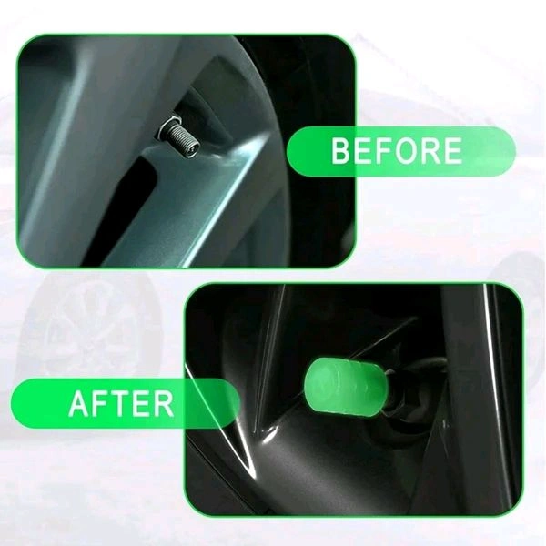 Reflective Radium Tyre Wheel Air Valve Caps (4pcs)