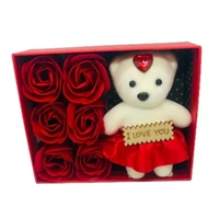 Valentine Gift Set ( 6 Flowers, Cute Doll)