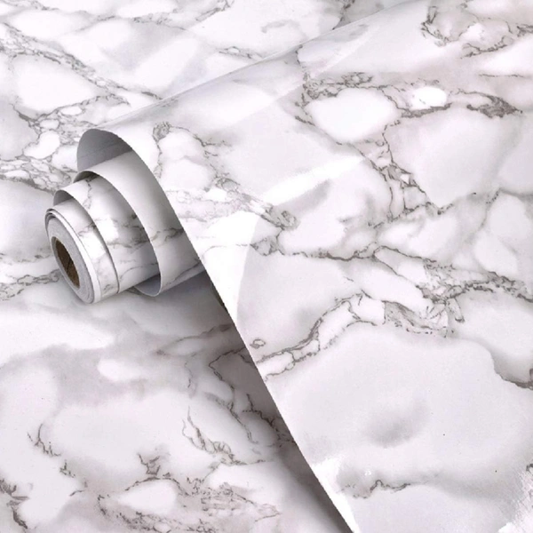 White Marble Adhesive Wall Sticker (60×200cms)