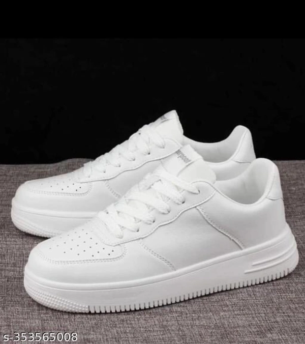 Catalog Name:*Elegant Men Sneakers*Material: Polyurethane / Syntethic Leather / CanvasSole Material: RubberPattern: SolidFastening & Back Detail: Lace-UpNet Quantity (N): 1Sizes: IND-6, IND-7, IND-8, IND-9, IND-10Dispatch: 2 Days*Proof of Safe Delivery! Click to know on Safety Standards of Delivery Partners- https://ltl.sh/y_nZrAV3 - White, 9