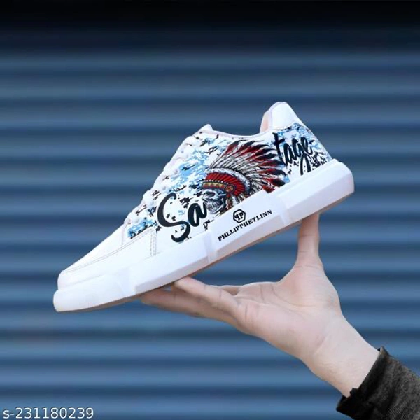 Catalog Name:*Fabulous Men Sneakers*Material: SyntheticSole Material: RubberPattern: PrintedFastening & Back Detail: Lace-UpNet Quantity (N): 1Sizes: IND-6, IND-7, IND-8, IND-9, IND-10Dispatch: 1 Day*Proof of Safe Delivery! Click to know on Safety Standards of Delivery Partners - White, 6
