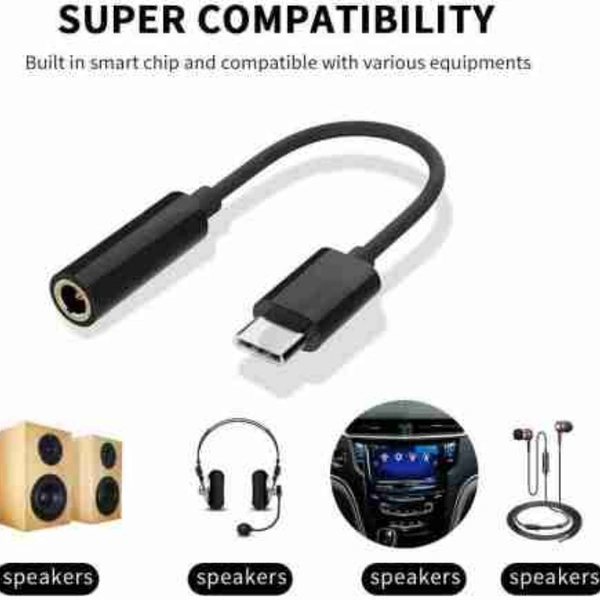 Case Plus Type C to 3.5 mm Jack Audio Connector, Noise Cancelling Headphones Jack Converter Audio Adapter for OnePlus Nord /8T/8/7T/7/7 Pro / 1+6/1+6T - Black