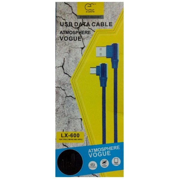 E-Calorie USB Data Cable Atmosphere Vogue - Black, Type-C