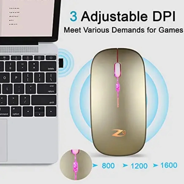 Zoook Blade Wireless Mouse - Rechargeable 7 Colour Gaming Mouse - GOLD