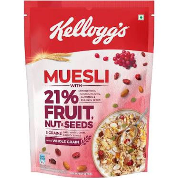 Kellogg's Muesli Breakfast Cereal - With Multigrain & 21% Fruit & Nut Seeds 500g