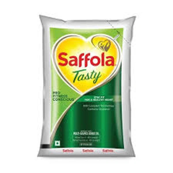 Saffola Tasty Refined Cooking Oil| Blended Rice Bran & Corn Oil Pro Fitness 1Ltr 