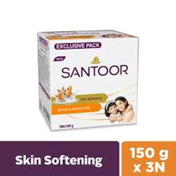Santoor  Sandal & Almond Milk Soap For Soft & Moisturise Skin 150g ( Pack Of 3)